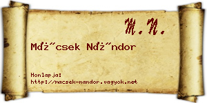 Mácsek Nándor névjegykártya